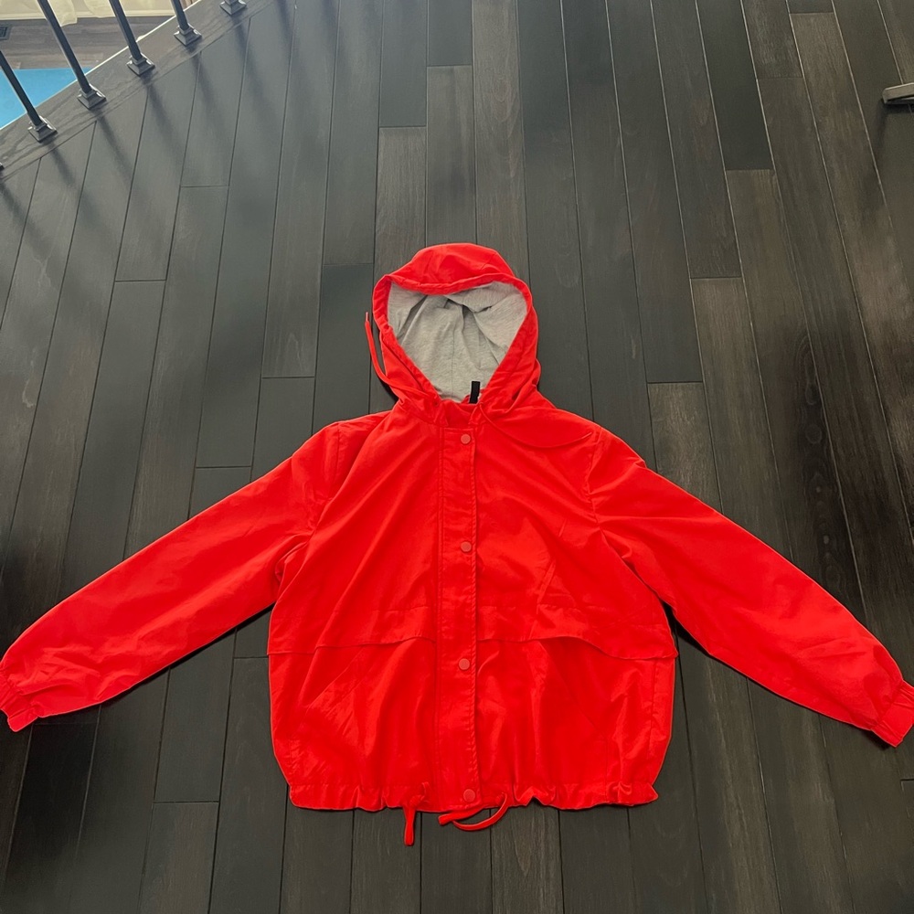 Women's Red Bomber Jacket with soft lining and hood